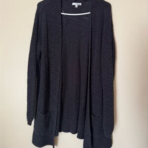 Black Open Front Cardigan Sweater